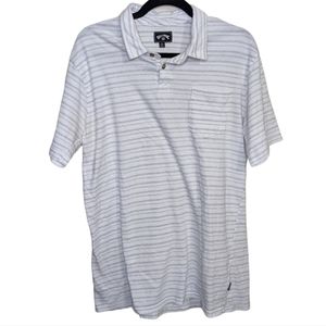 Billabong Men’s XL Striped Polo Shirt - Gray & White Casual Vibes 🌊👕✨